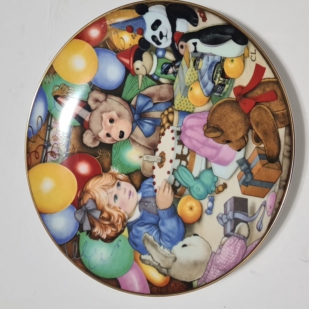 1985 Vintage Limited Edition Carol Lawson Collector Plate Teddy's Birthday Party